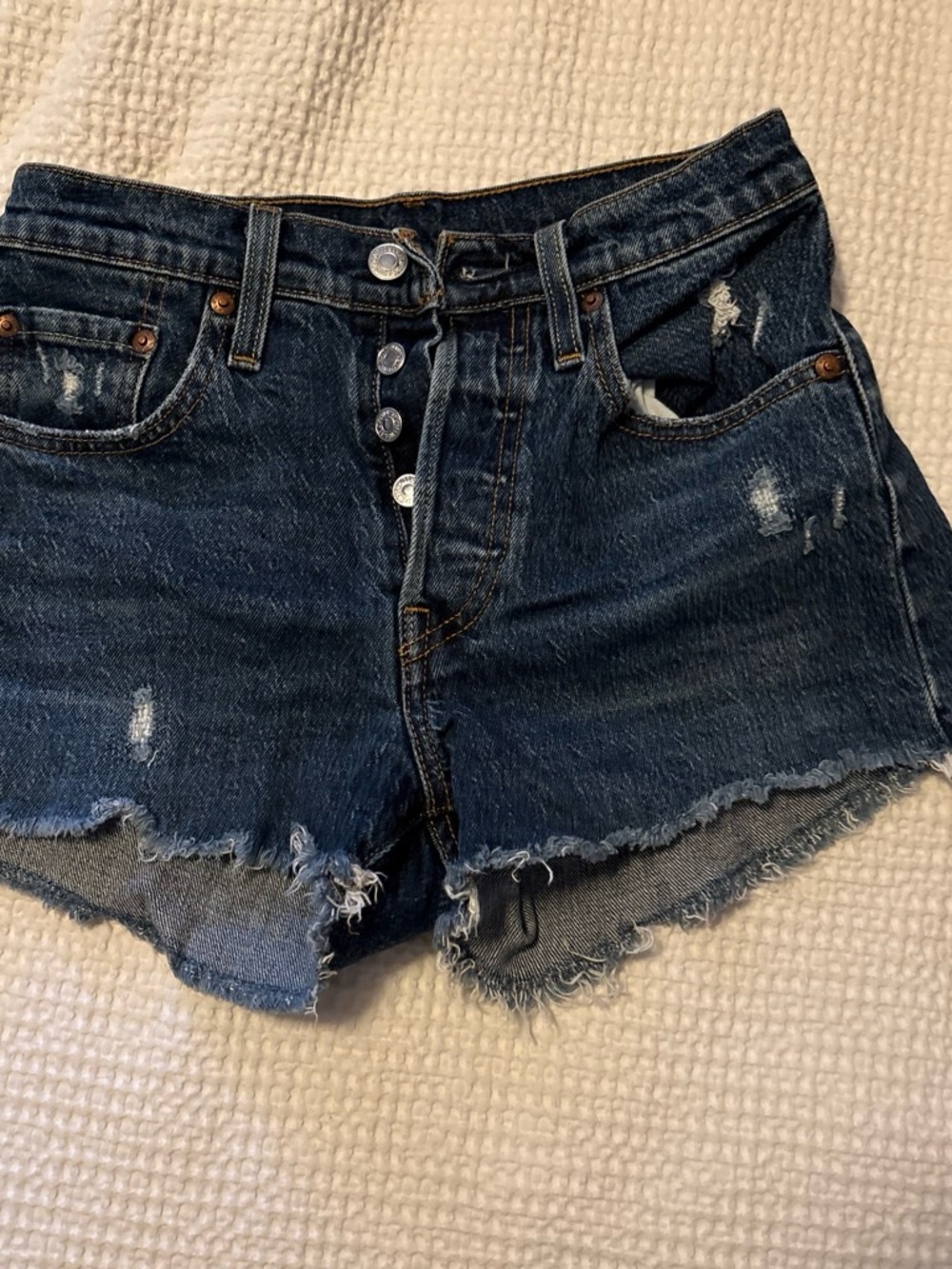 Levi’s Dark Blue Distressed Denim Women’s Shorts